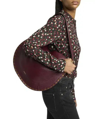 Isabel Marant Oskan Studded Grainy Leather Shoulder Bag | Thumbnail 1