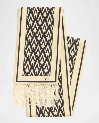 Valentino Garavani Toute La V Bandeau Scarf with Fringe | Thumbnail 2