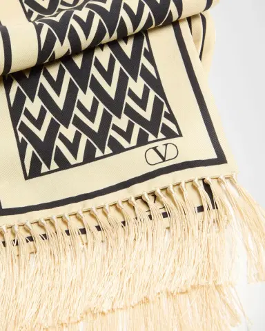 Valentino Garavani Toute La V Bandeau Scarf with Fringe | Thumbnail 3