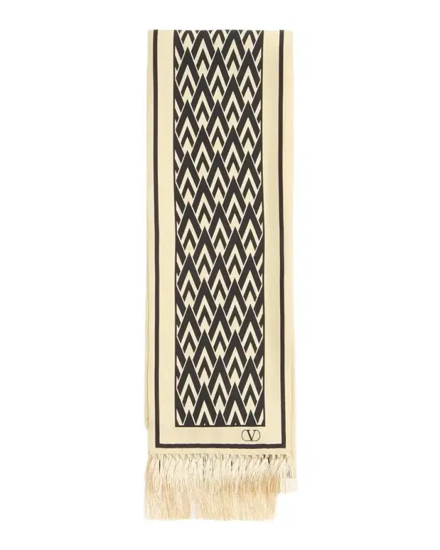 Valentino Garavani Toute La V Bandeau Scarf with Fringe