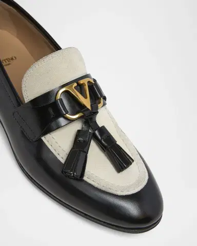 Valentino Garavani VLogo Signature Bicolor Mixed Leather Penny Loafers | Thumbnail 5 Valentino Garavani VLogo Signature Bicolor Mixed Leather Penny Loafers | Thumbnail 5