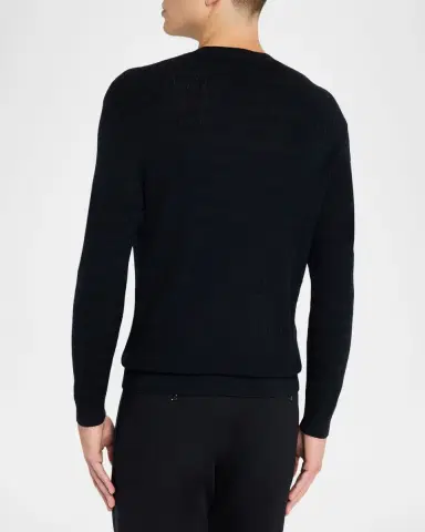 Emporio Armani Men's Tonal Jacquard Slim-Fit Crewneck Sweater | Thumbnail 3 Emporio Armani Men's Tonal Jacquard Slim-Fit Crewneck Sweater | Thumbnail 3