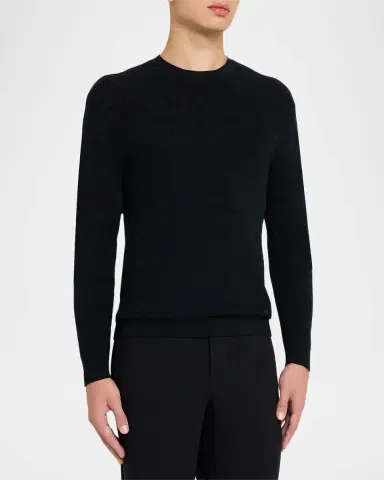 Emporio Armani Men's Tonal Jacquard Slim-Fit Crewneck Sweater | Thumbnail 4 Emporio Armani Men's Tonal Jacquard Slim-Fit Crewneck Sweater | Thumbnail 4