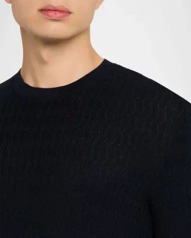 Emporio Armani Men's Tonal Jacquard Slim-Fit Crewneck Sweater | Thumbnail 5 Emporio Armani Men's Tonal Jacquard Slim-Fit Crewneck Sweater | Thumbnail 5