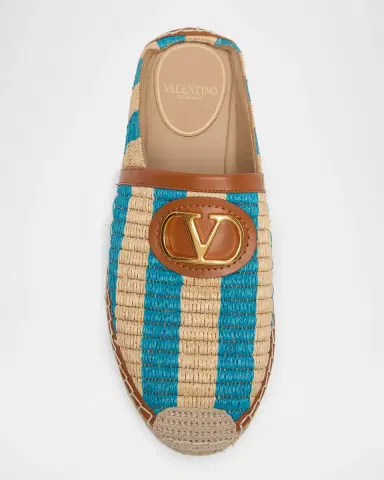 Valentino Garavani VLogo Striped Espadrille Mules | Thumbnail 3