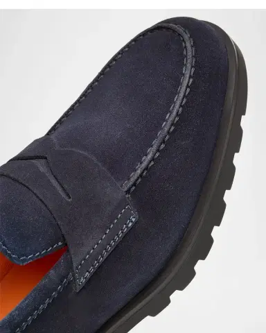 Santoni Men's Rock Suede Lug Sole Penny Loafers | Thumbnail 2
