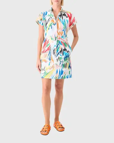 Akris punto Scribble Denim Cap-Sleeve Belted Mini Shirtdress | Thumbnail 6 Akris punto Scribble Denim Cap-Sleeve Belted Mini Shirtdress | Thumbnail 6
