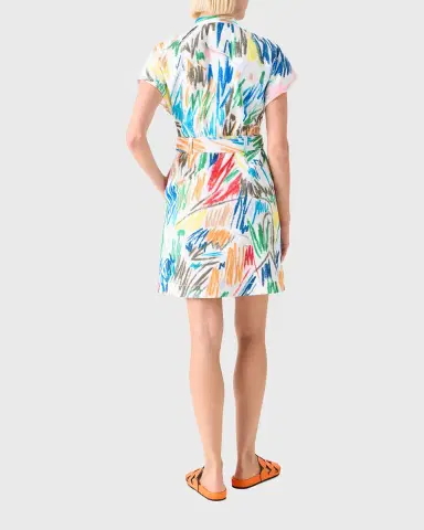 Akris punto Scribble Denim Cap-Sleeve Belted Mini Shirtdress | Thumbnail 7 Akris punto Scribble Denim Cap-Sleeve Belted Mini Shirtdress | Thumbnail 7