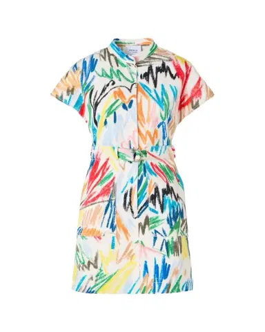 Akris punto Scribble Denim Cap-Sleeve Belted Mini Shirtdress | Thumbnail 1 Akris punto Scribble Denim Cap-Sleeve Belted Mini Shirtdress | Thumbnail 1