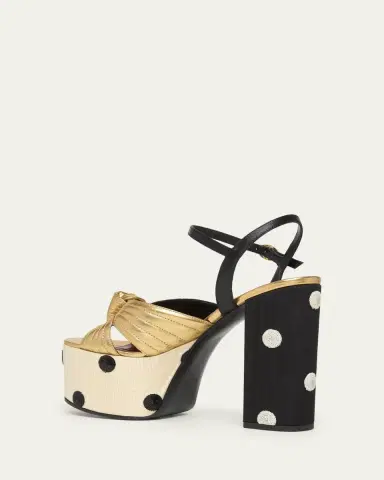 Valentino Garavani 125mm VLogo Crasher Sequined Polka Dot Leather Platform Sandals | Thumbnail 2