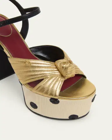 Valentino Garavani 125mm VLogo Crasher Sequined Polka Dot Leather Platform Sandals | Thumbnail 3