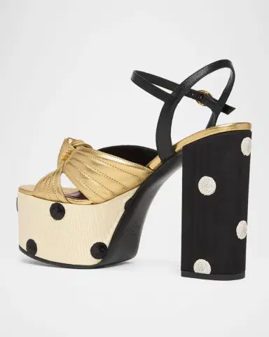 Valentino Garavani 125mm VLogo Crasher Sequined Polka Dot Leather Platform Sandals | Thumbnail 4