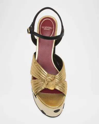 Valentino Garavani 125mm VLogo Crasher Sequined Polka Dot Leather Platform Sandals | Thumbnail 6
