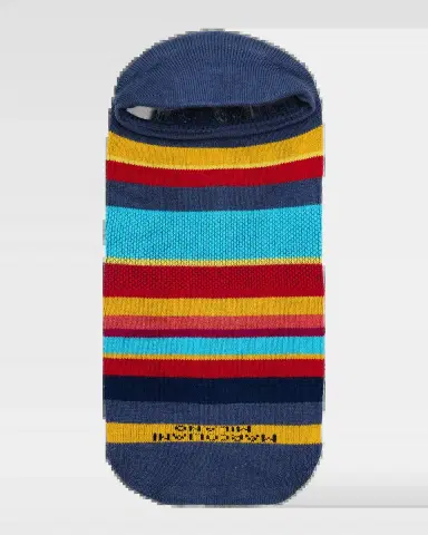 Marcoliani Men's Invisible Multicolor Stripe Cotton No-Show Sneaker Socks | Thumbnail 2