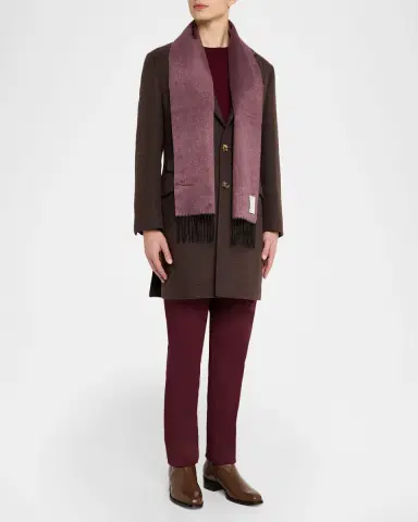 PIACENZA 1733 Men's Mirror Double-Face Silk and Cashmere Scarf | Thumbnail 2 PIACENZA 1733 Men's Mirror Double-Face Silk and Cashmere Scarf | Thumbnail 2