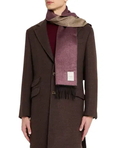 PIACENZA 1733 Men's Mirror Double-Face Silk and Cashmere Scarf | Thumbnail 1 PIACENZA 1733 Men's Mirror Double-Face Silk and Cashmere Scarf | Thumbnail 1