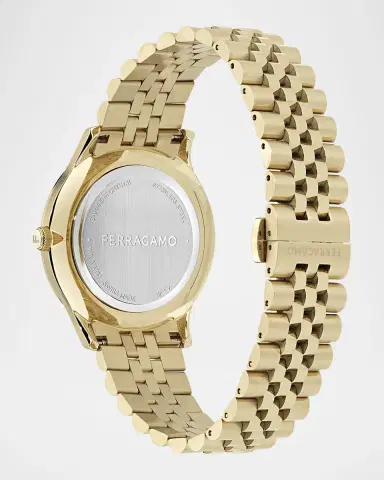 Ferragamo Men's Ren 40mm IP Yelow Gold Bracelet Watch with Diamonds | Thumbnail 3