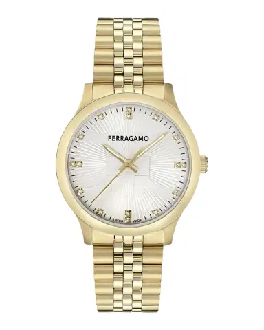 Ferragamo Men's Ren 40mm IP Yelow Gold Bracelet Watch with Diamonds | Thumbnail 1