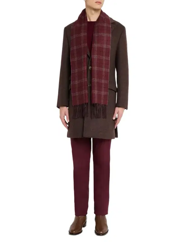 Men 's Baltazar Herringbone to Plaid Silk and Cashmere Scarf