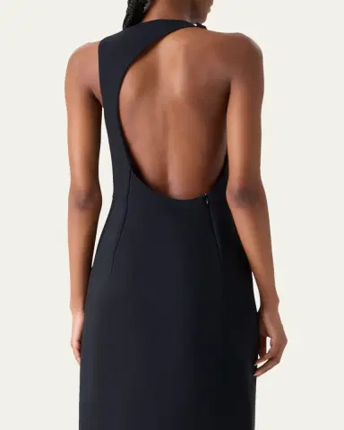 Akris Sleeveless Back-Cutout Wool Slit Gown | Thumbnail 5