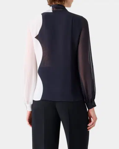 Akris Colorblock Silk Crepe Scarf Blouse | Thumbnail 3