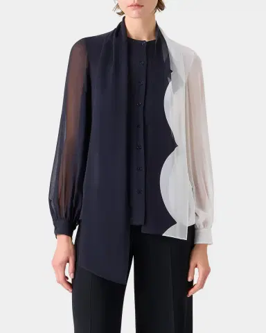 Akris Colorblock Silk Crepe Scarf Blouse | Thumbnail 4