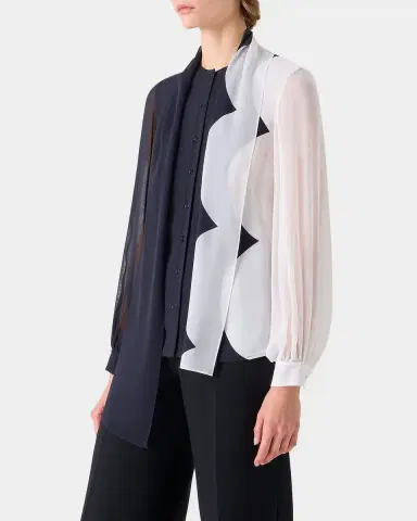 Akris Colorblock Silk Crepe Scarf Blouse | Thumbnail 5