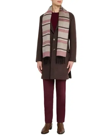 PIACENZA 1733 Men's Rascar Solid to Stripe Silk and Cashmere Scarf | Thumbnail 1 PIACENZA 1733 Men's Rascar Solid to Stripe Silk and Cashmere Scarf | Thumbnail 1