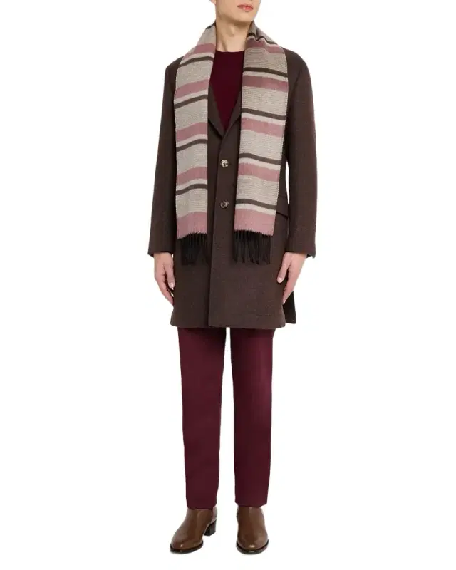 PIACENZA 1733 Men 's Rascar Solid to Stripe Silk and Cashmere Scarf