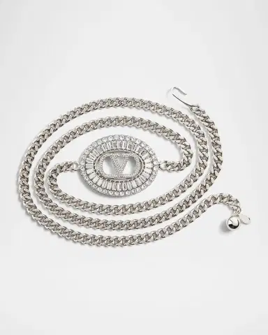 Valentino Garavani VLogo Signature Crystal-Embellished Chain Belt | Thumbnail 4