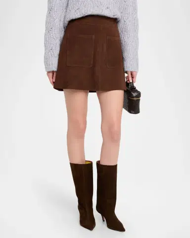 Tanya Taylor Fran Suede Mini Skirt | Thumbnail 4