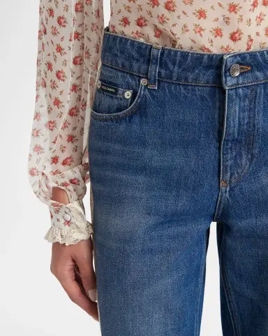 Dolce & Gabbana Lace-Trimmed Straight-Leg Denim Jeans | Thumbnail 5