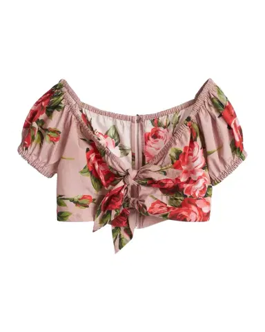 Dolce & Gabbana Off-the-Shoulder Floral Cotton Crop Top | Thumbnail 1 Dolce & Gabbana Off-the-Shoulder Floral Cotton Crop Top | Thumbnail 1