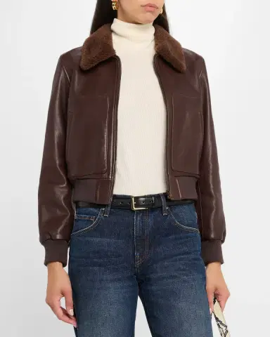Nili Lotan Tom Lamb Shearling And Leather Aviator Jacket | Thumbnail 4