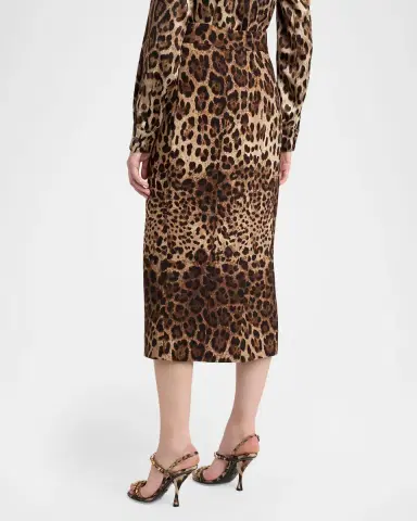 Dolce & Gabbana Leo-Print Wool Midi Pencil Skirt | Thumbnail 3