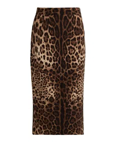Dolce & Gabbana Leo-Print Wool Midi Pencil Skirt | Thumbnail 1
