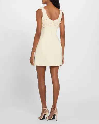 Monique Lhuillier Floral Applique Wool Sculpted Mini Dress | Thumbnail 3