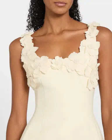 Monique Lhuillier Floral Applique Wool Sculpted Mini Dress | Thumbnail 5