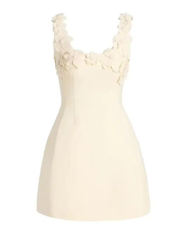Floral Applique Wool Sculpted Mini Dress