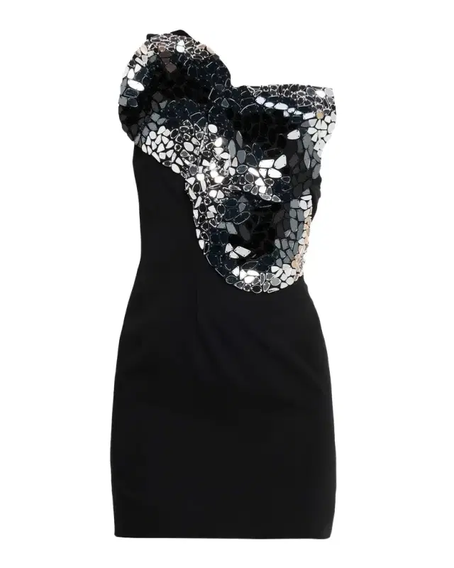 One-Shoulder Ombre Sequin Mini Dress
