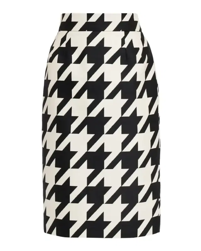 Houndstooth Pencil Skirt