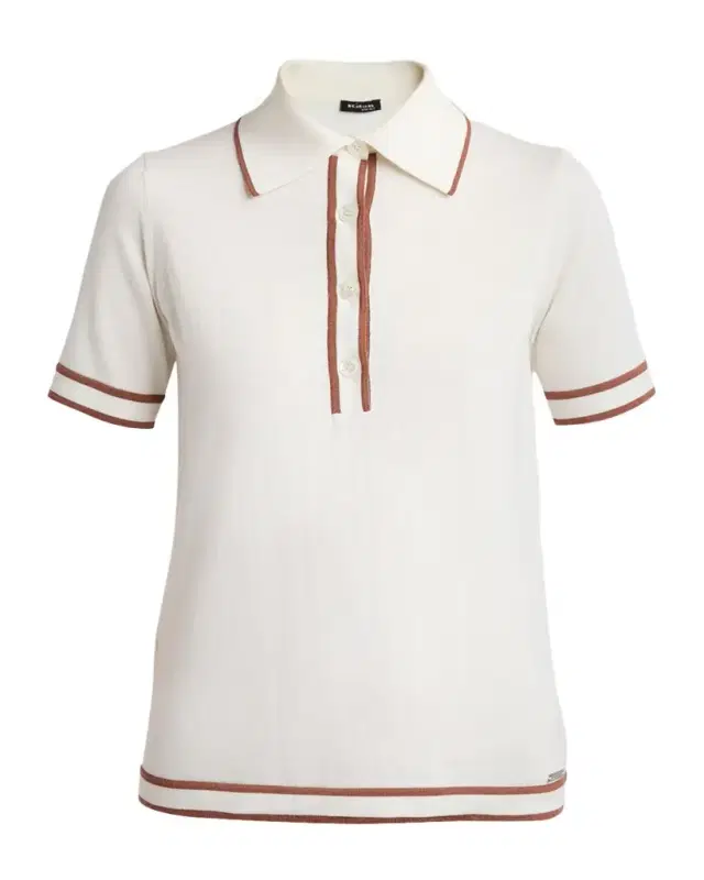 Short-Sleeve Rib Knit Polo Shirt