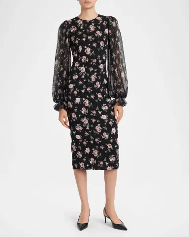 Dolce & Gabbana Vintage Roses-Print Charmeuse Midi Dress | Thumbnail 2 Dolce & Gabbana Vintage Roses-Print Charmeuse Midi Dress | Thumbnail 2