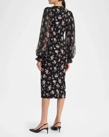 Dolce & Gabbana Vintage Roses-Print Charmeuse Midi Dress | Thumbnail 3 Dolce & Gabbana Vintage Roses-Print Charmeuse Midi Dress | Thumbnail 3
