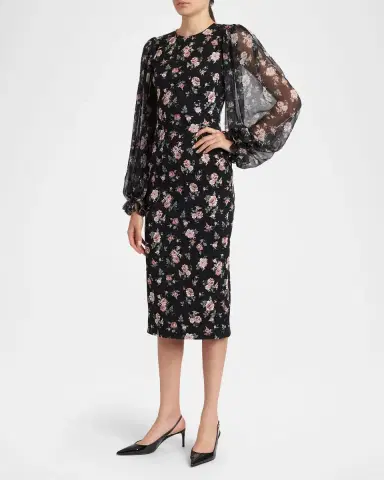 Dolce & Gabbana Vintage Roses-Print Charmeuse Midi Dress | Thumbnail 4 Dolce & Gabbana Vintage Roses-Print Charmeuse Midi Dress | Thumbnail 4