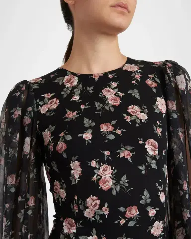 Dolce & Gabbana Vintage Roses-Print Charmeuse Midi Dress | Thumbnail 5 Dolce & Gabbana Vintage Roses-Print Charmeuse Midi Dress | Thumbnail 5