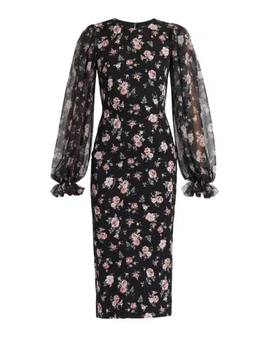 Dolce & Gabbana Vintage Roses-Print Charmeuse Midi Dress | Thumbnail 1 Dolce & Gabbana Vintage Roses-Print Charmeuse Midi Dress | Thumbnail 1