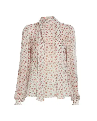 Dolce & Gabbana Floral Tie-Neck Chiffon Blouse | Thumbnail 1