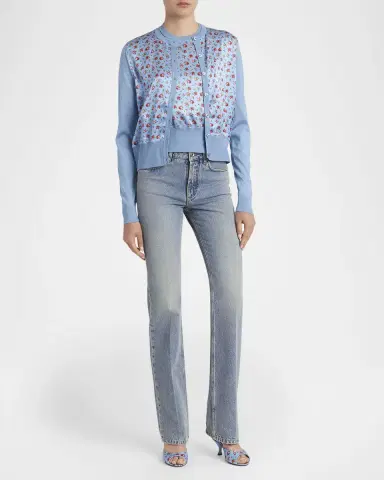 Dolce & Gabbana Rose Bouquets-Print Silk Satin Cardigan | Thumbnail 2