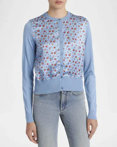 Dolce & Gabbana Rose Bouquets-Print Silk Satin Cardigan | Thumbnail 4